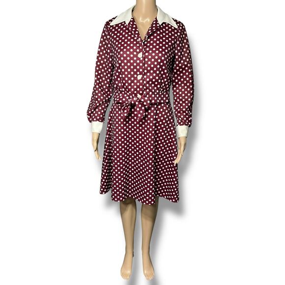 Vintage Womens Dress and Jacket Set Polka Dot A Line Red White 70s Mod Small - Picture 1 of 16